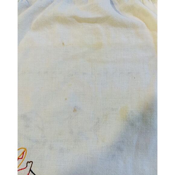 Vintage Apron For Women White Yellow Half Hand Embroidery Handmade Donkey Cart - Picture 12 of 12